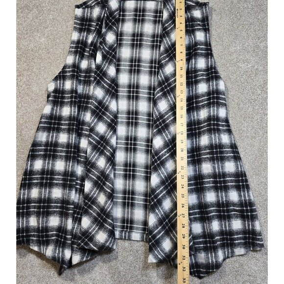 Chicsoul Waterfall Vest Plaid Microfleece Cozy Soft Pockets Flowing Women's 1XL - Picture 2 of 12